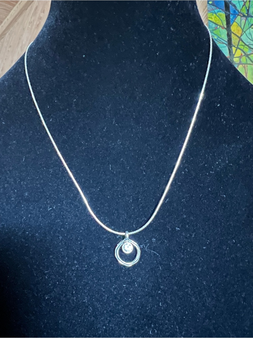Delicate Silver Double-Ring Pendant Necklace - Women Jewelry